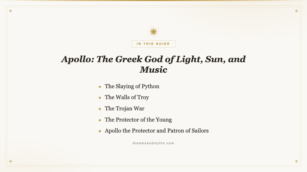 At a glance — Apollo: The Greek God of Light, Sun, and Music