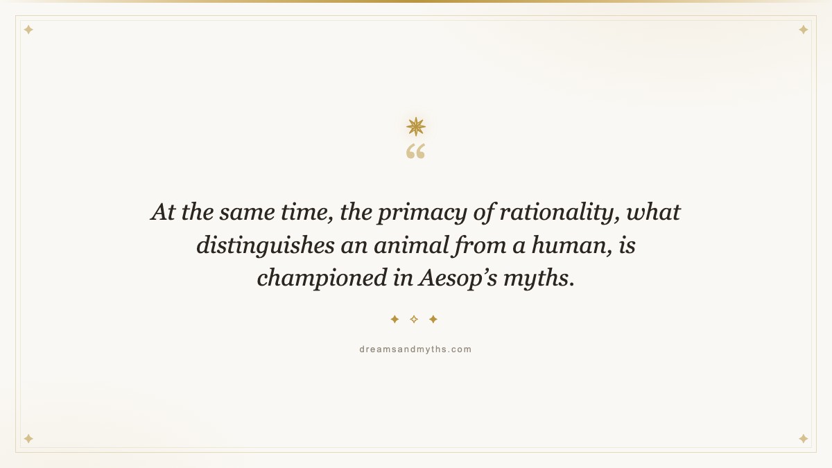 Pull quote from Applied Mythology in Aesop's Fables