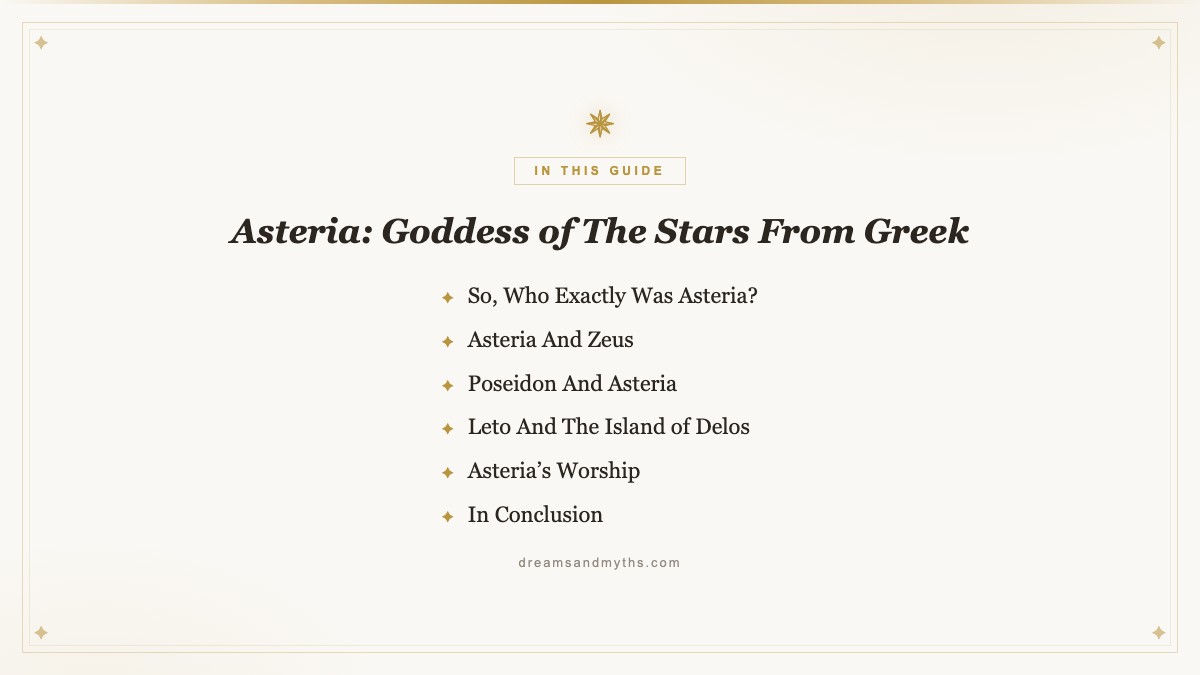 At a glance — Asteria: Goddess of The Stars From Greek