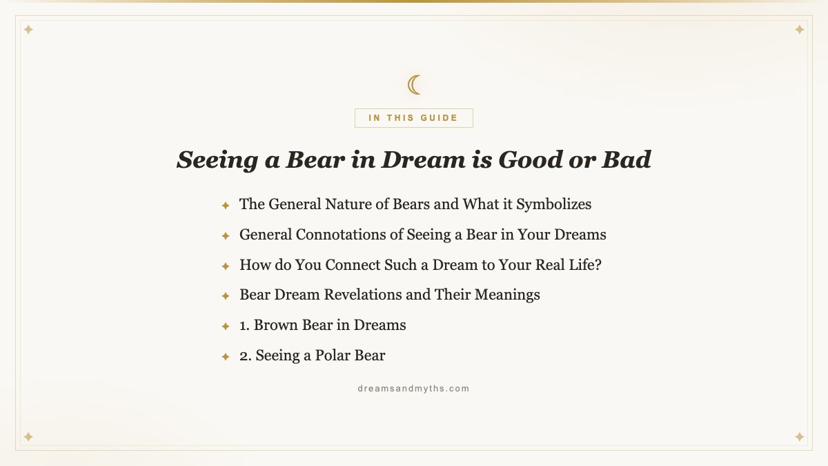 At a glance — Seeing a Bear in Dream is Good or Bad