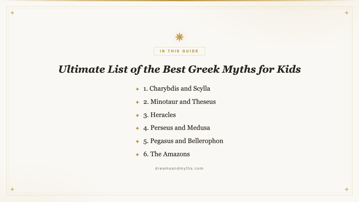 At a glance — Ultimate List of the Best Greek Myths for Kids