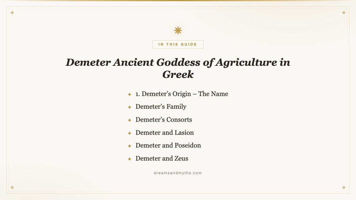 At a glance — Demeter Ancient Goddess of Agriculture in Greek