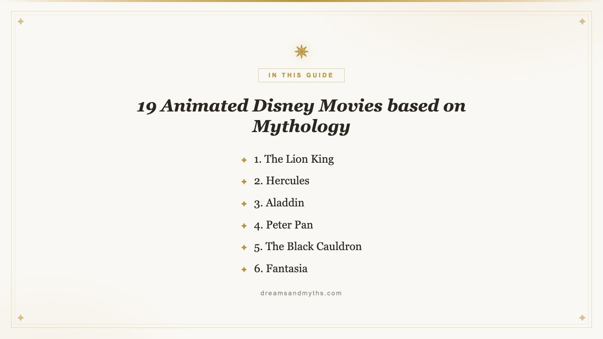 At a glance — 19 Animated Disney Movies based on Mythology