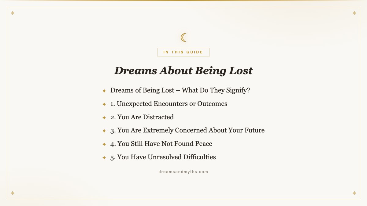 At a glance — Dreams About Being Lost
