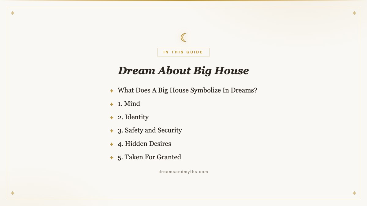 At a glance — Dream About Big House