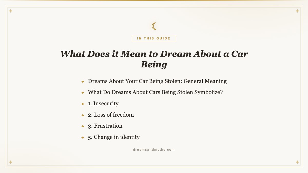 At a glance — What Does it Mean to Dream About a Car Being