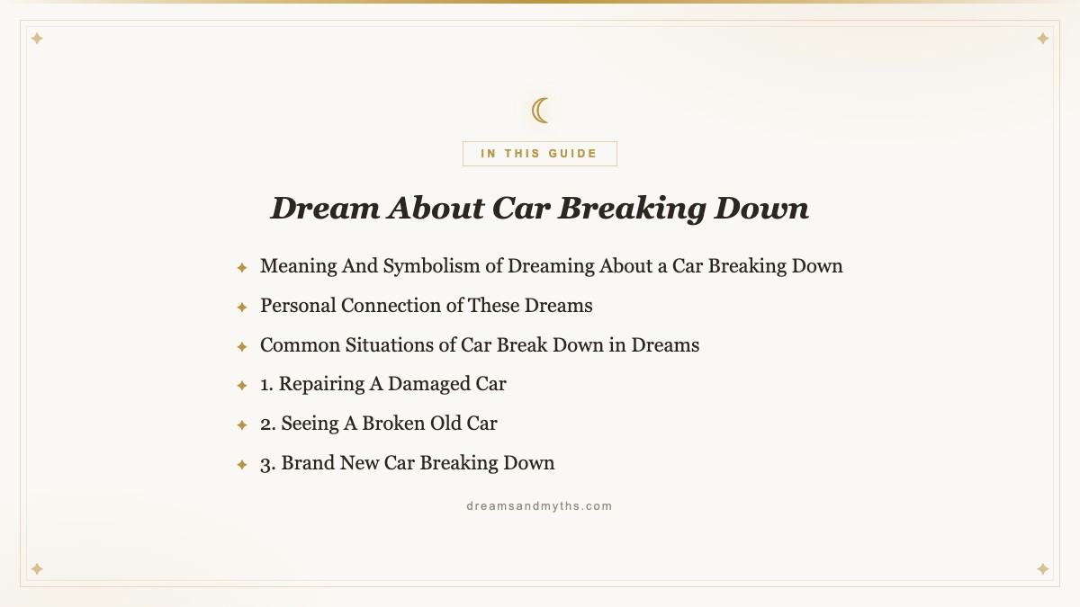 At a glance — Dream About Car Breaking Down