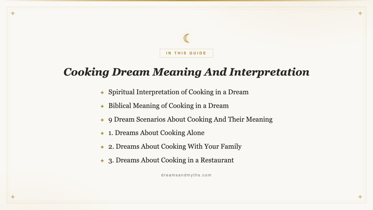 At a glance — Cooking Dream Meaning And Interpretation