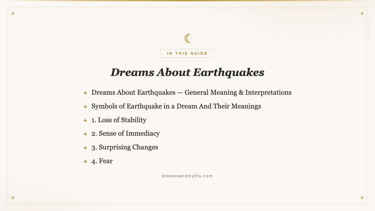 At a glance — Dreams About Earthquakes