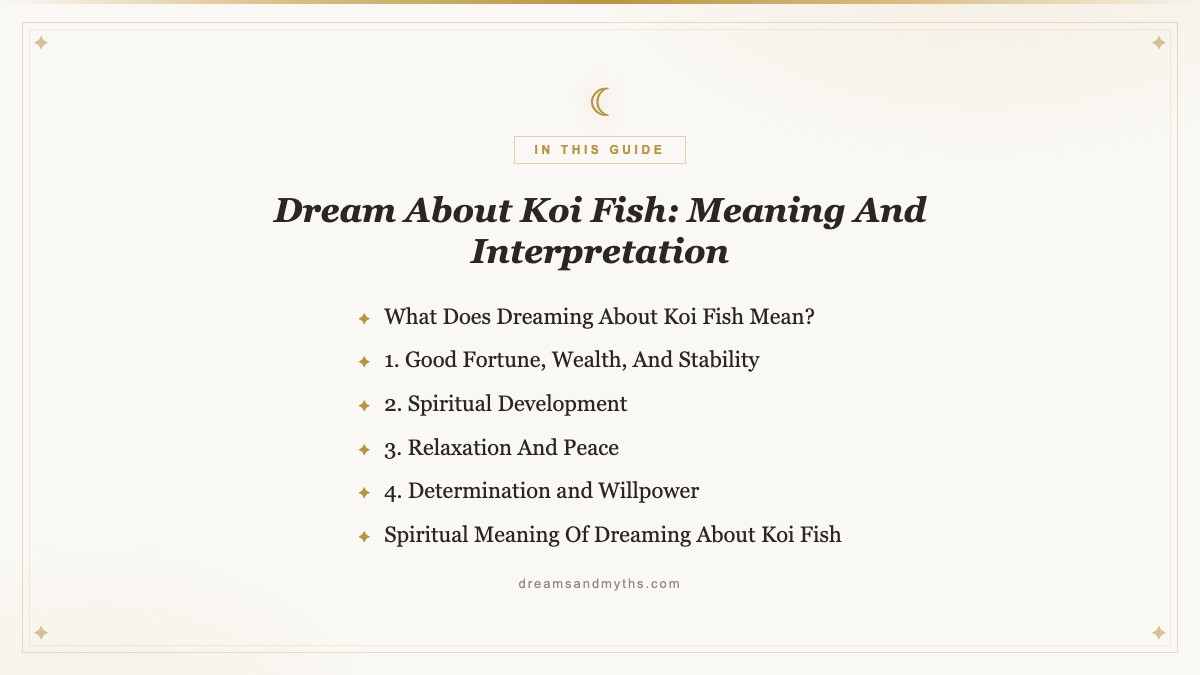 At a glance — Dream About Koi Fish: Meaning And Interpretation