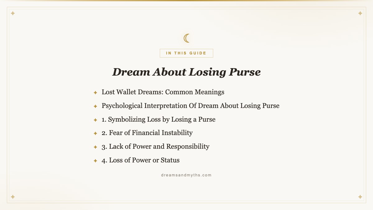 At a glance — Dream About Losing Purse