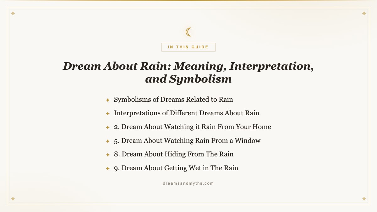 At a glance — Dream About Rain: Meaning, Interpretation, and Symbolism