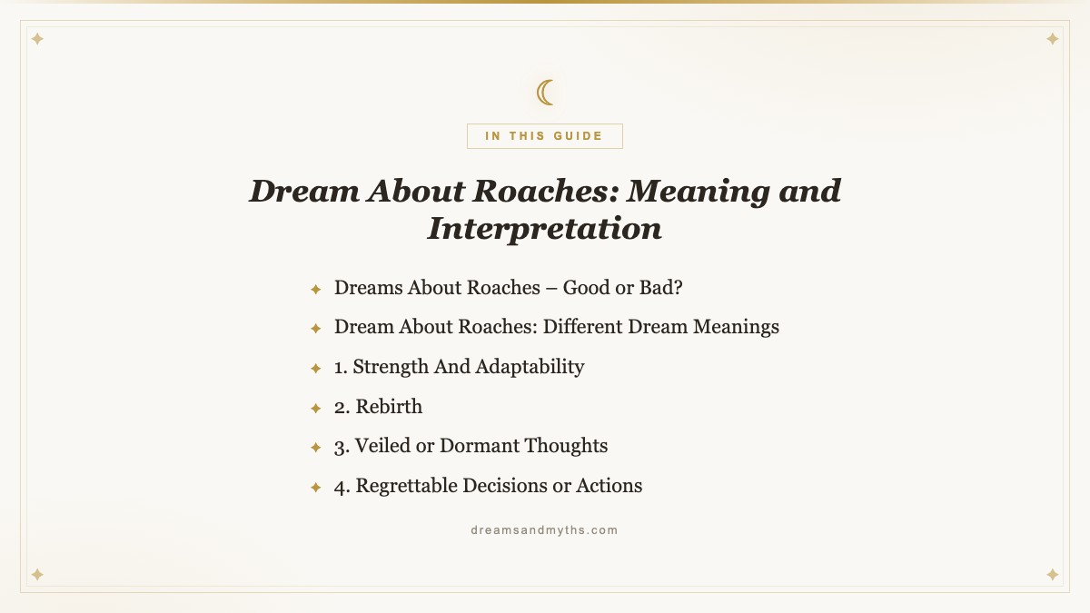 At a glance — Dream About Roaches: Meaning and Interpretation