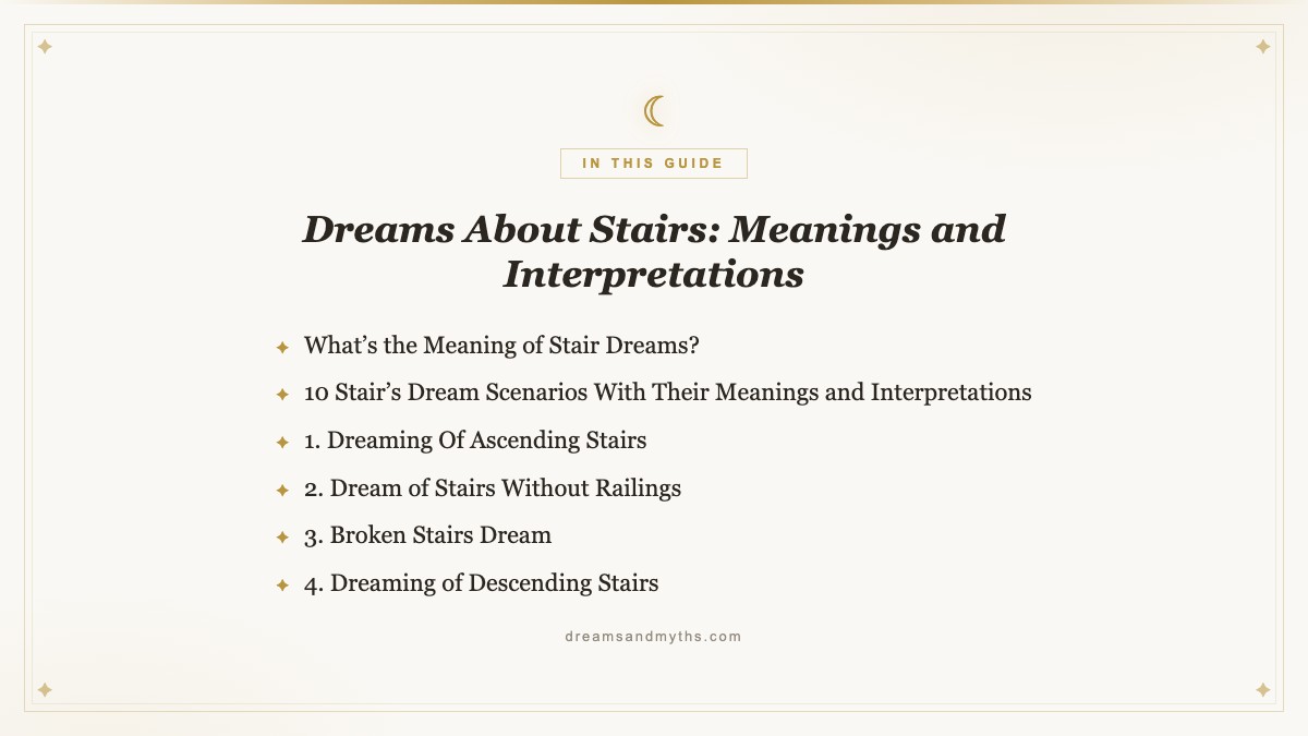 At a glance — Dreams About Stairs: Meanings and Interpretations