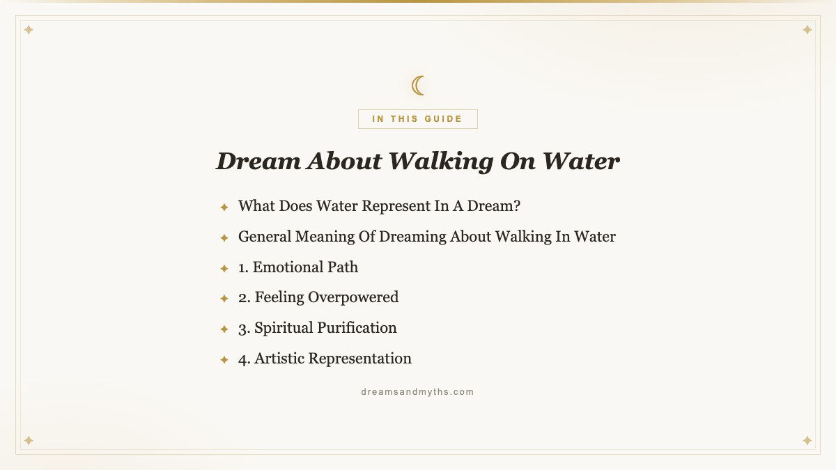 At a glance — Dream About Walking On Water