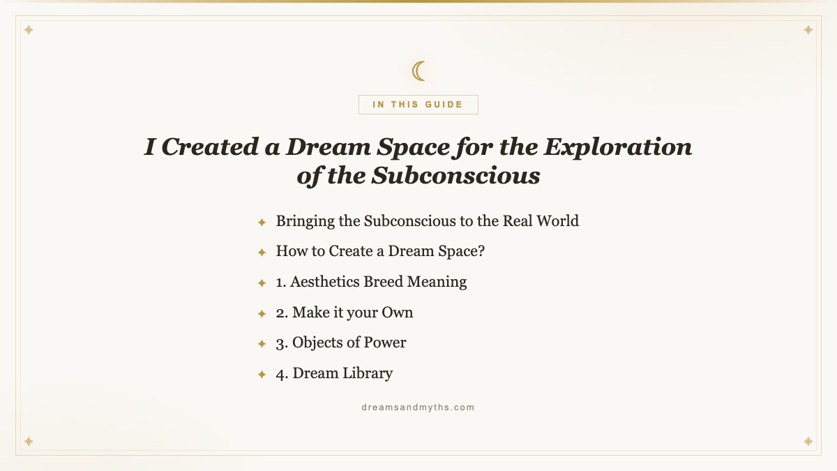 At a glance — I Created a Dream Space for the Exploration of the Subconscious