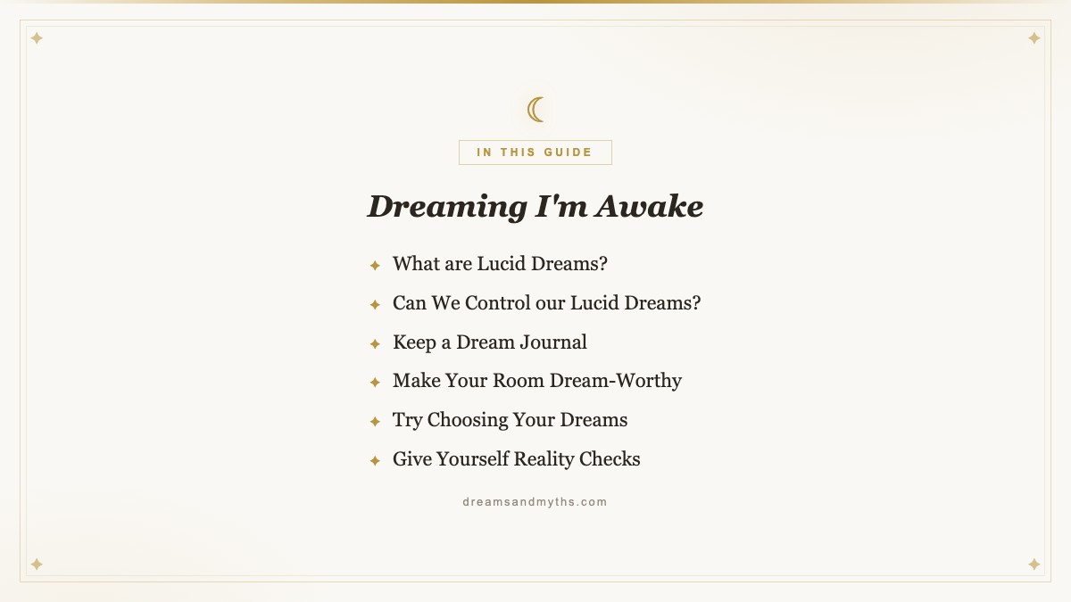 At a glance — Dreaming I'm Awake
