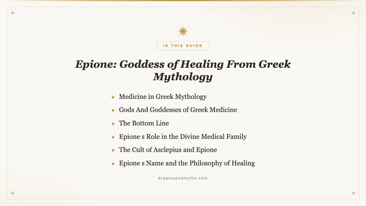 At a glance — Epione: Goddess of Healing From Greek Mythology