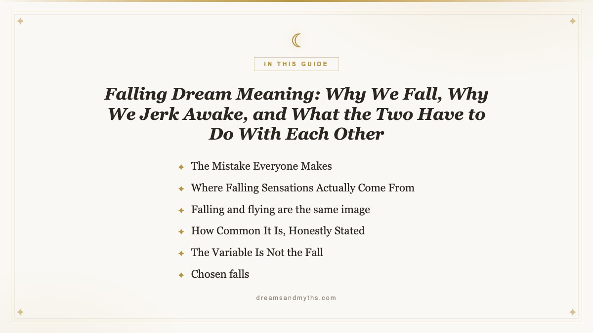 At a glance summary card for falling dreams