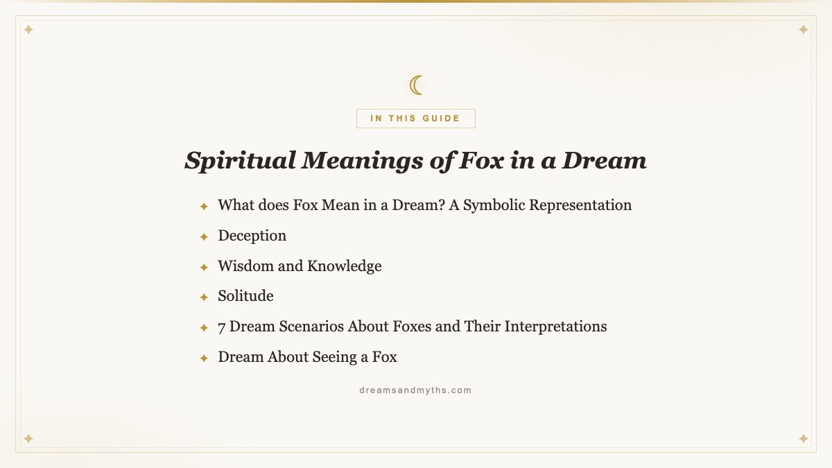 At a glance — Spiritual Meanings of Fox in a Dream