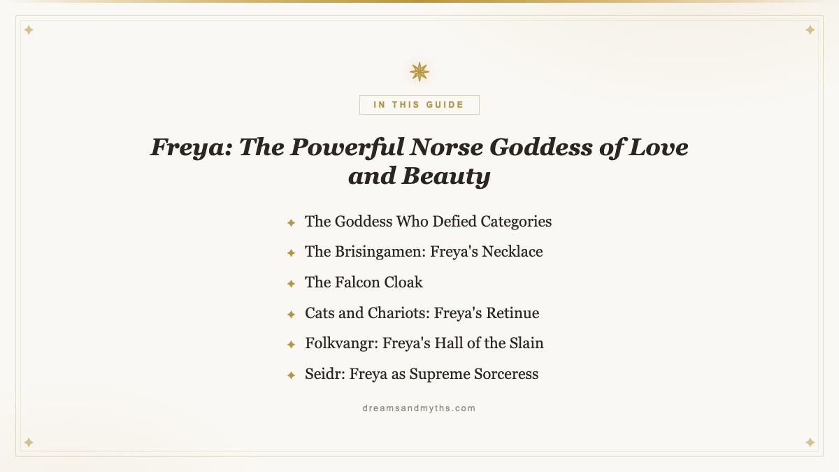 At a glance — Freya: The Powerful Norse Goddess of Love and Beauty