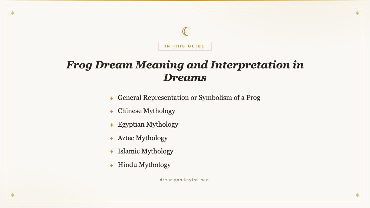 At a glance — Frog Dream Meaning and Interpretation in Dreams