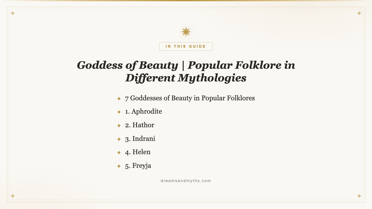 At a glance — Goddess of Beauty | Popular Folklore in Different Mythologies