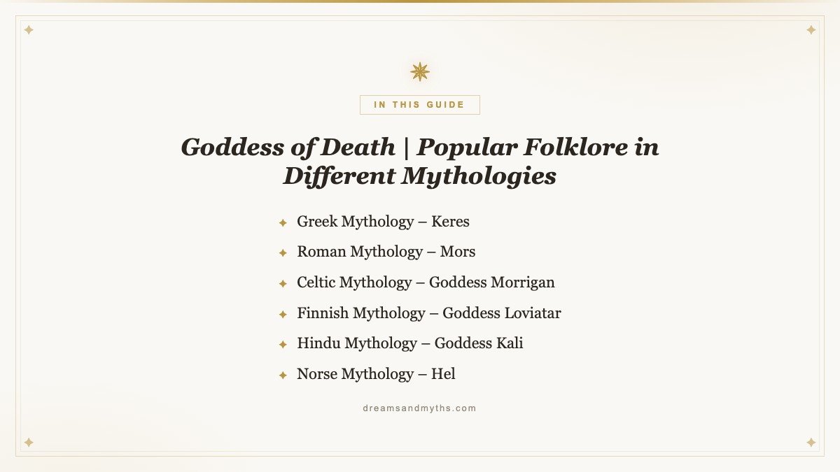 At a glance — Goddess of Death | Popular Folklore in Different Mythologies