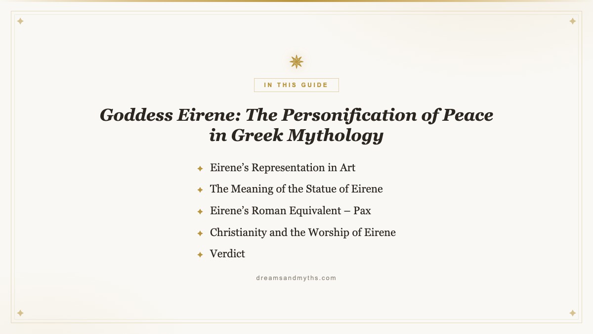 At a glance — Goddess Eirene: The Personification of Peace in Greek Mythology