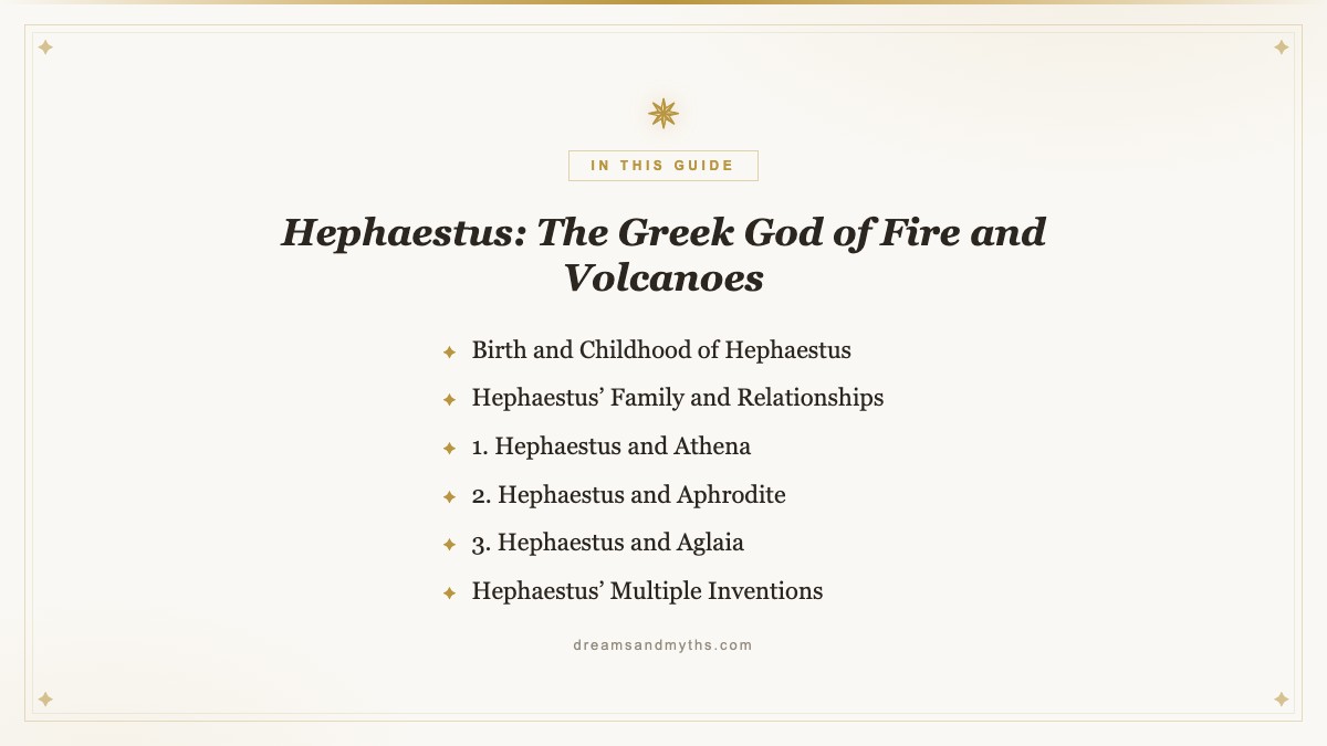 At a glance — Hephaestus: The Greek God of Fire and Volcanoes