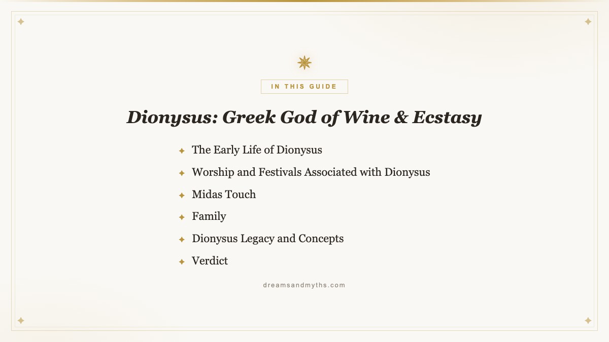 At a glance — Dionysus: Greek God of Wine & Ecstasy