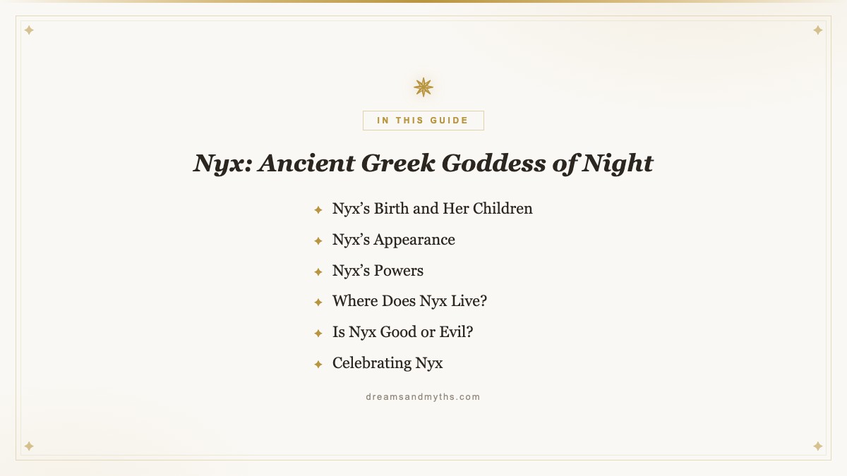 At a glance — Nyx: Ancient Greek Goddess of Night