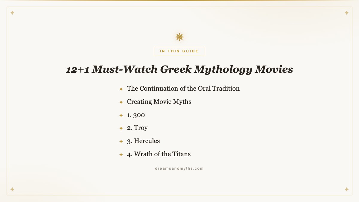 At a glance — 12+1 Must-Watch Greek Mythology Movies