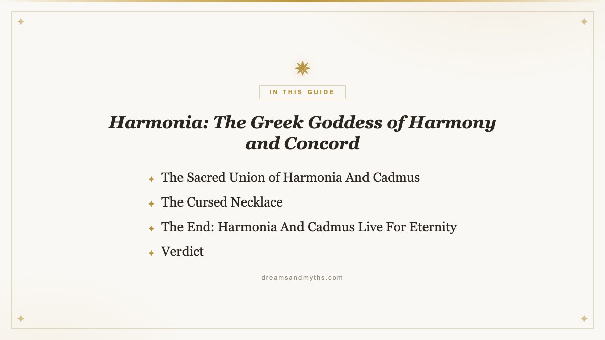 At a glance — Harmonia: The Greek Goddess of Harmony and Concord