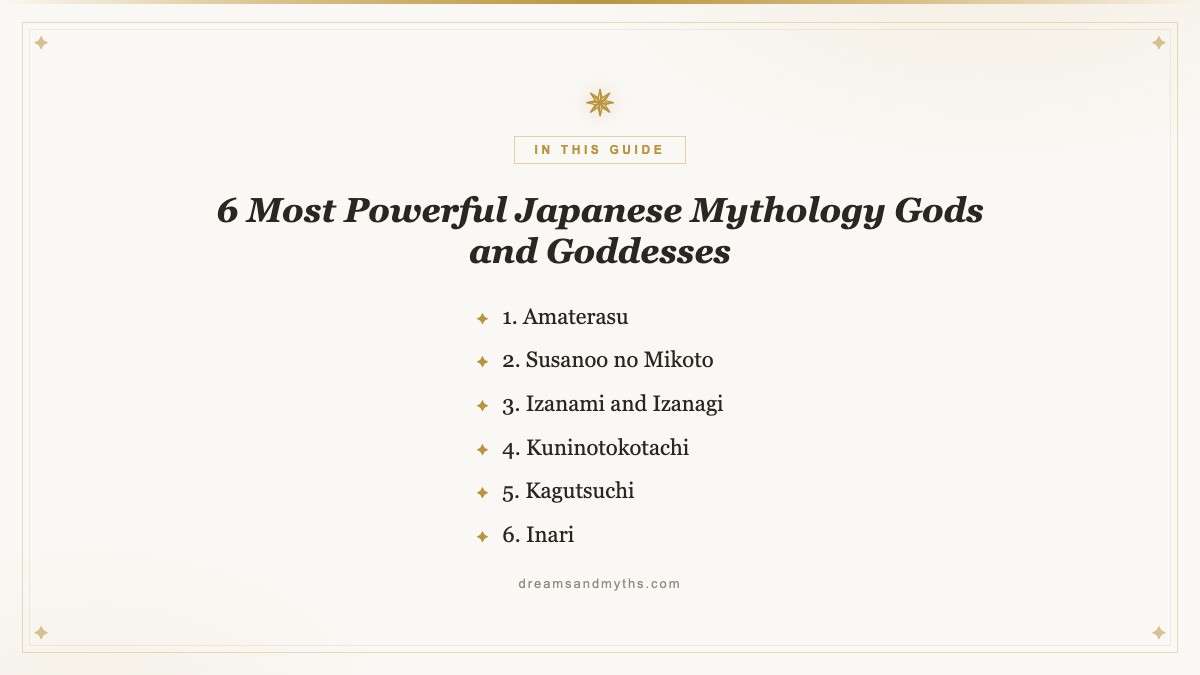 At a glance — 6 Most Powerful Japanese Mythology Gods and Goddesses