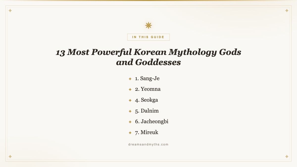 At a glance — 13 Most Powerful Korean Mythology Gods and Goddesses