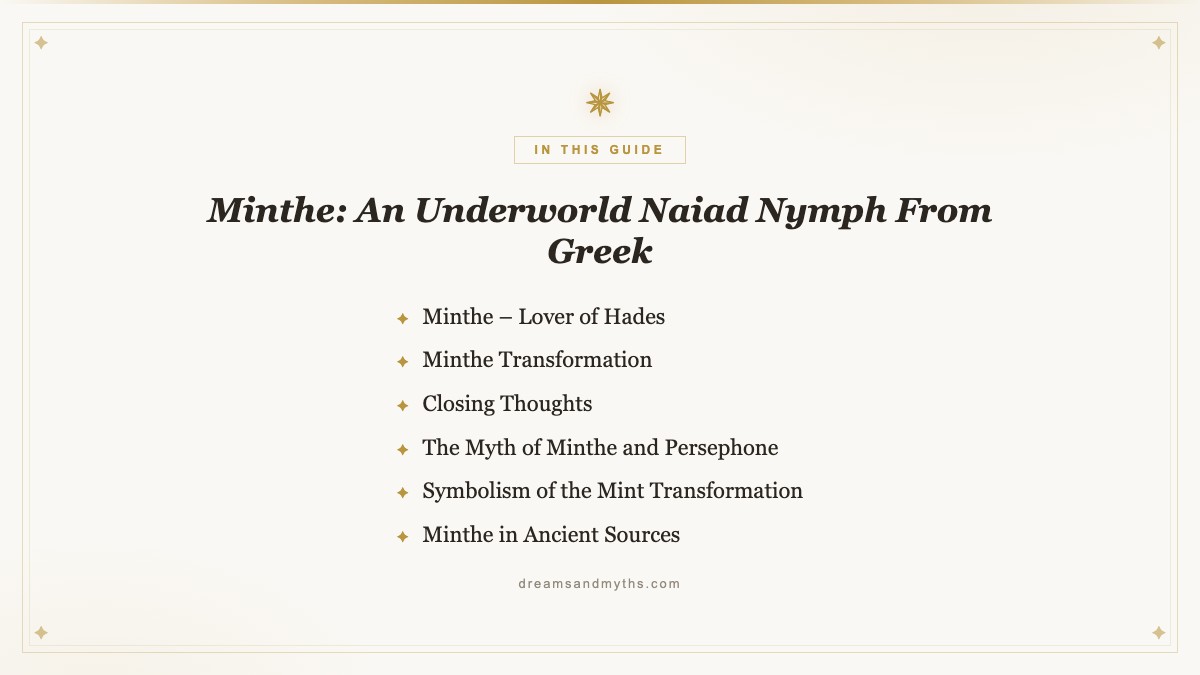 At a glance — Minthe: An Underworld Naiad Nymph From Greek