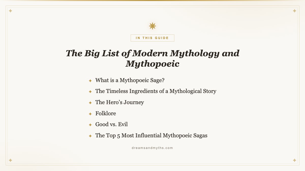 At a glance — The Big List of Modern Mythology and Mythopoeic