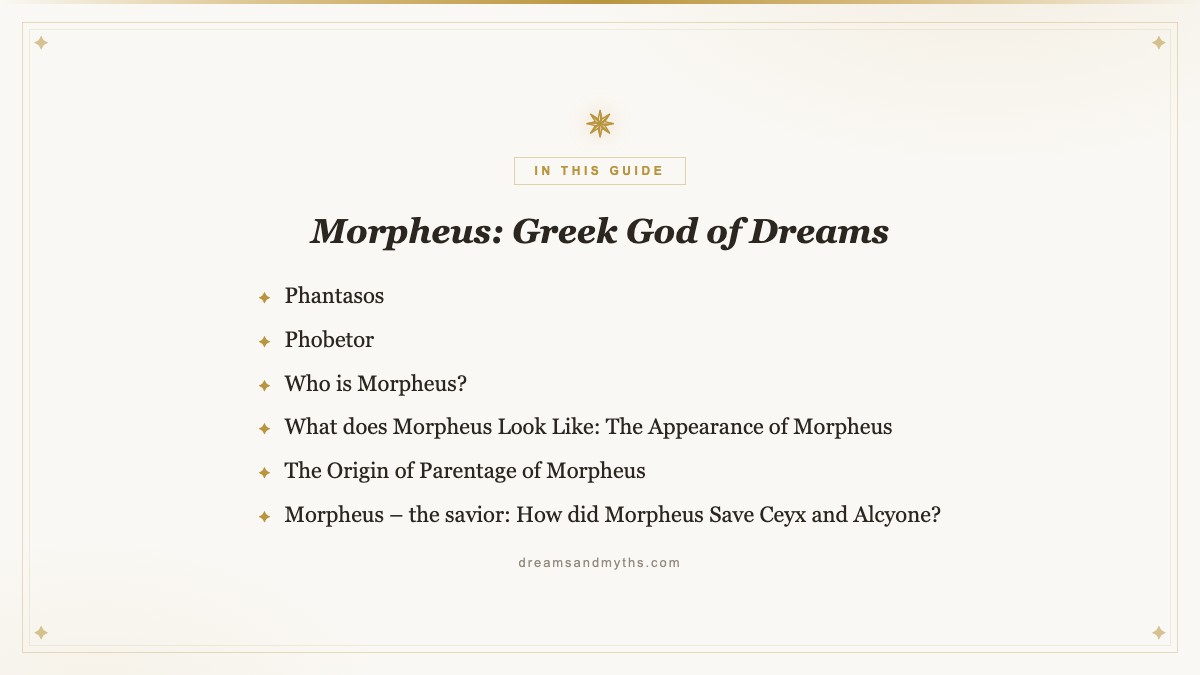 At a glance — Morpheus: Greek God of Dreams