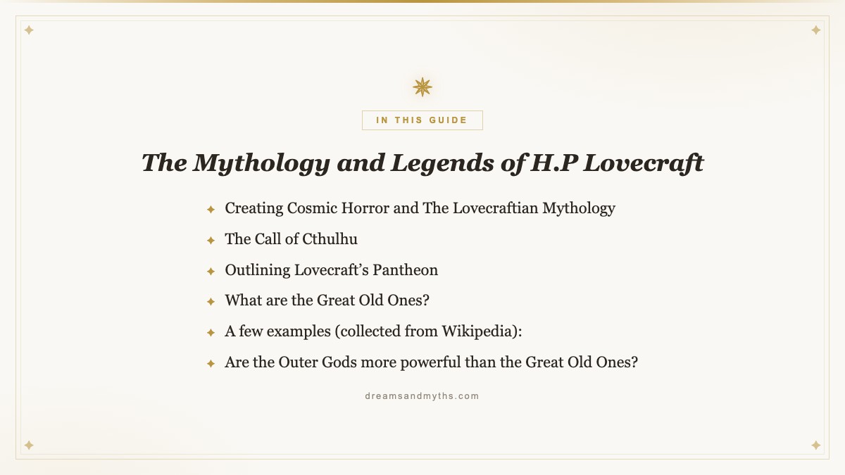 At a glance — The Mythology and Legends of H.P Lovecraft