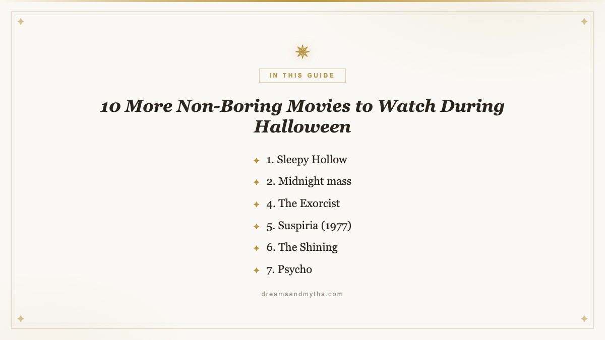 At a glance — 10 More Non-Boring Movies to Watch During Halloween