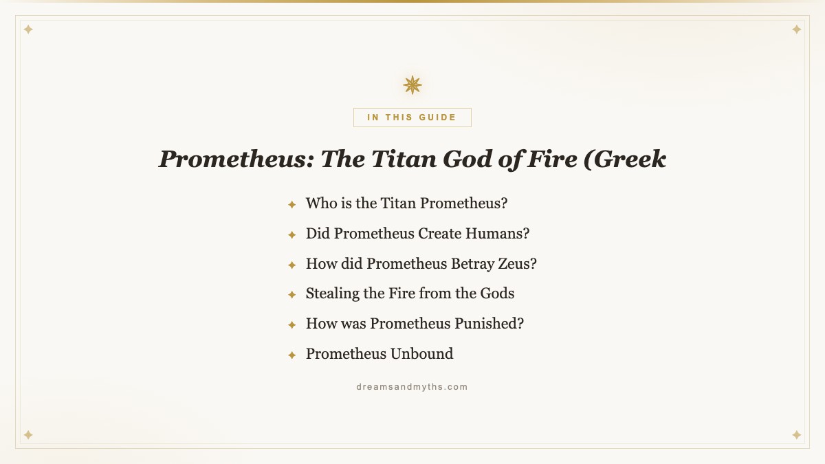 At a glance — Prometheus: The Titan God of Fire (Greek