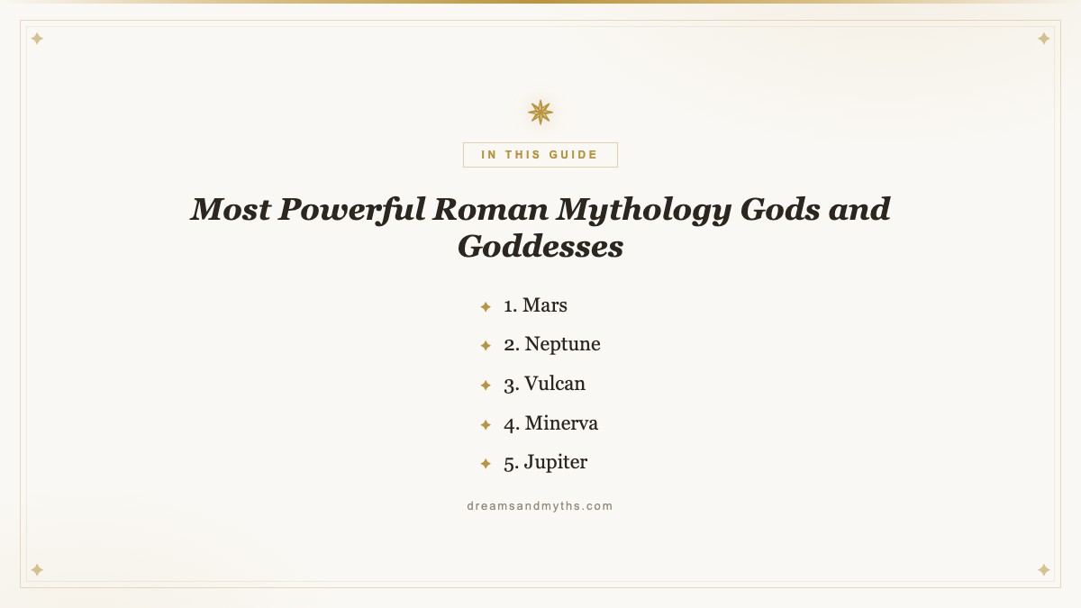 At a glance — Most Powerful Roman Mythology Gods and Goddesses