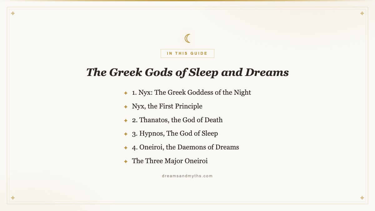 At a glance — The Greek Gods of Sleep and Dreams