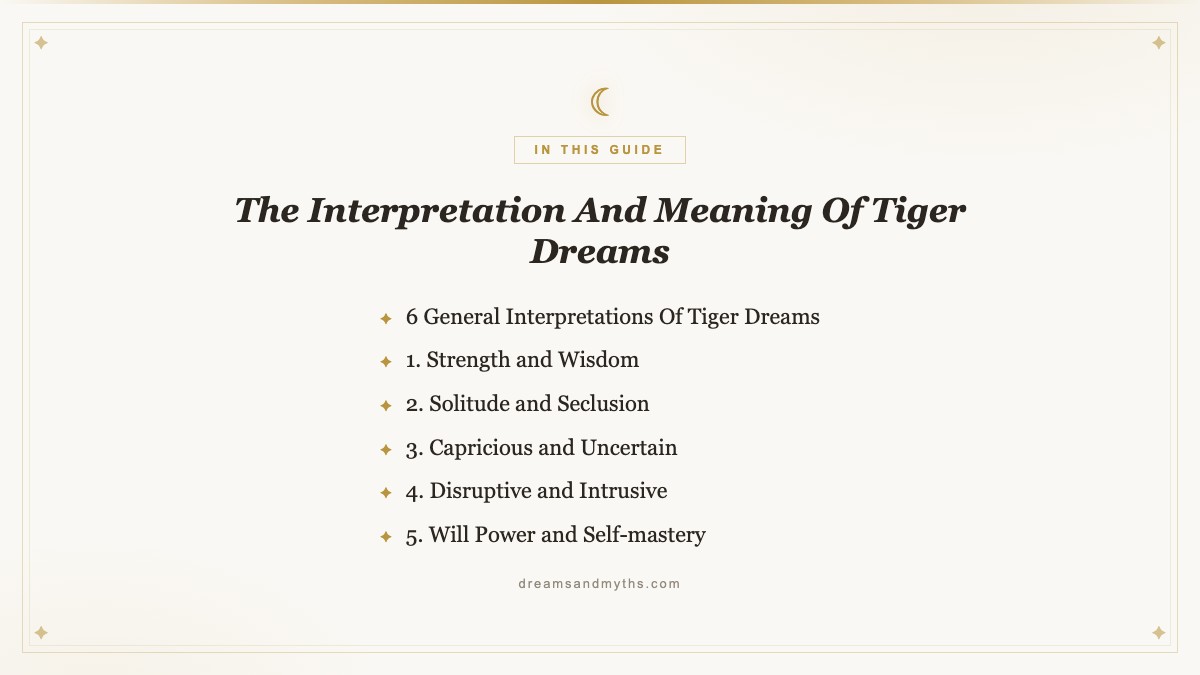At a glance — The Interpretation And Meaning Of Tiger Dreams