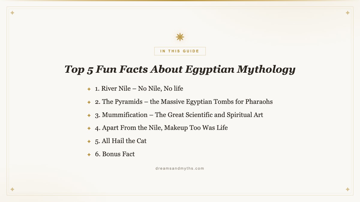 At a glance — Top 5 Fun Facts About Egyptian Mythology