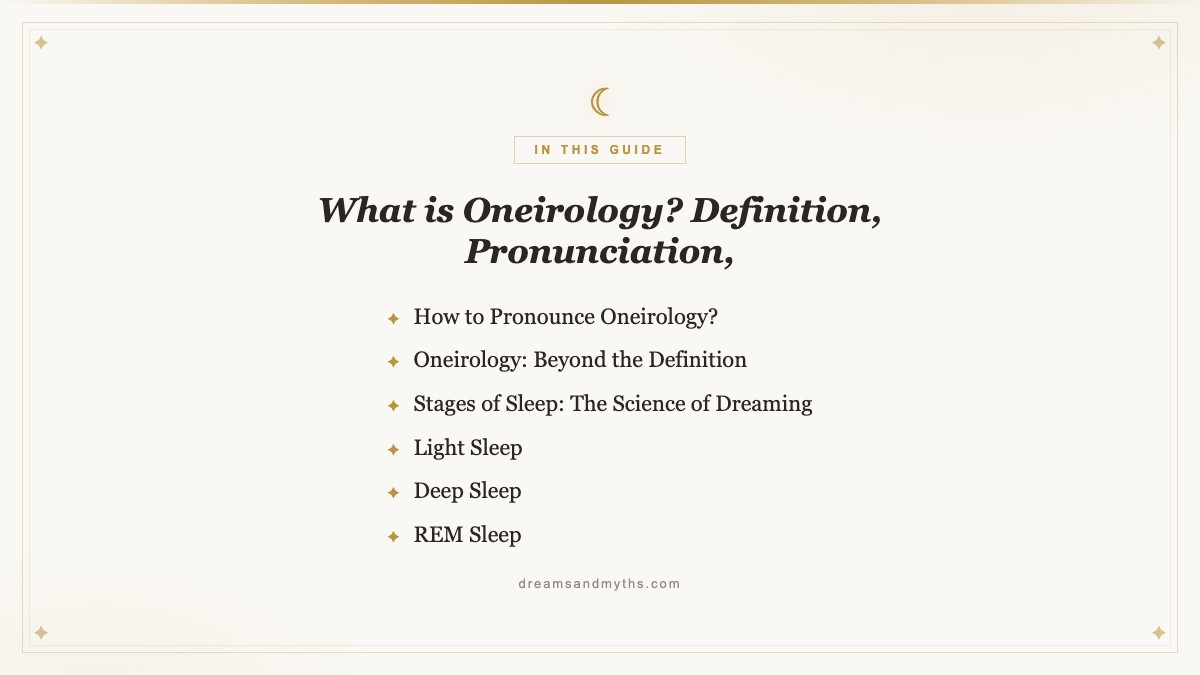 At a glance — What is Oneirology? Definition, Pronunciation,