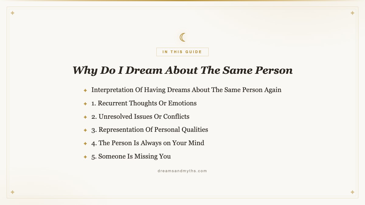 At a glance — Why Do I Dream About The Same Person