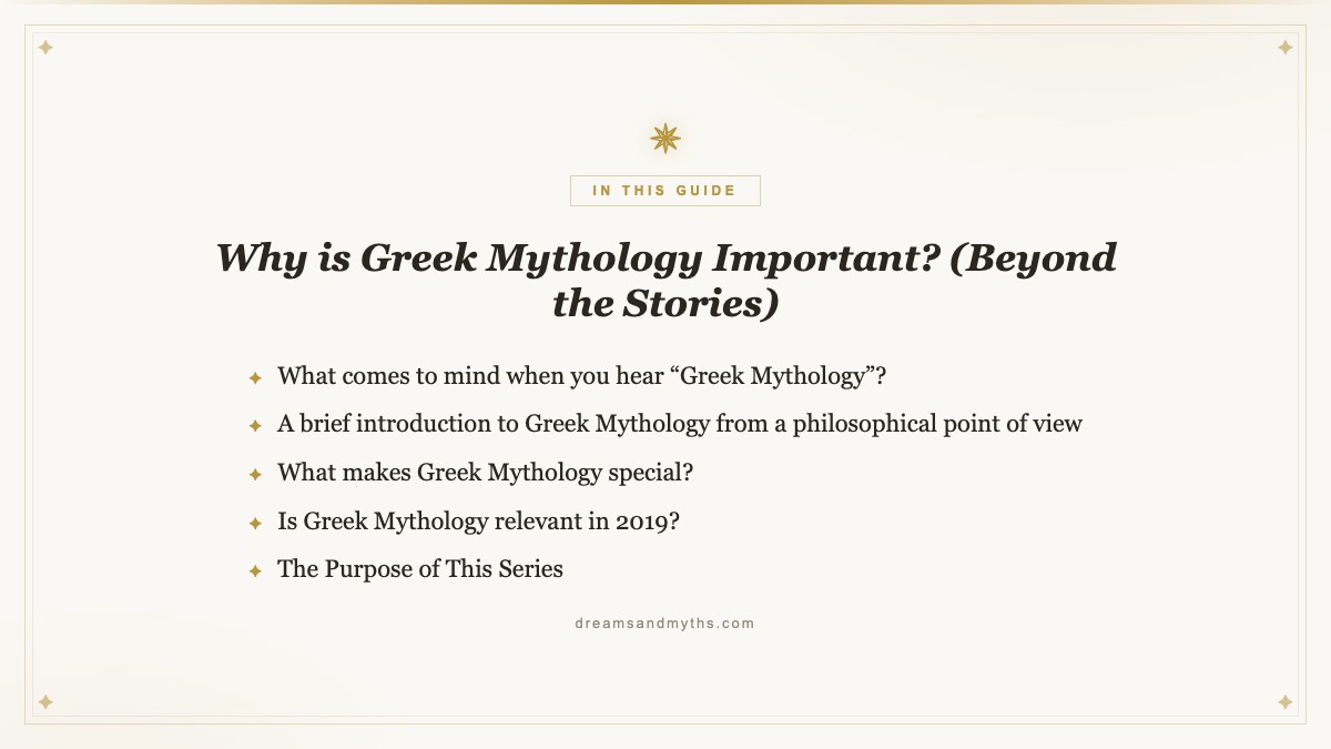 At a glance — Why is Greek Mythology Important? (Beyond the Stories)
