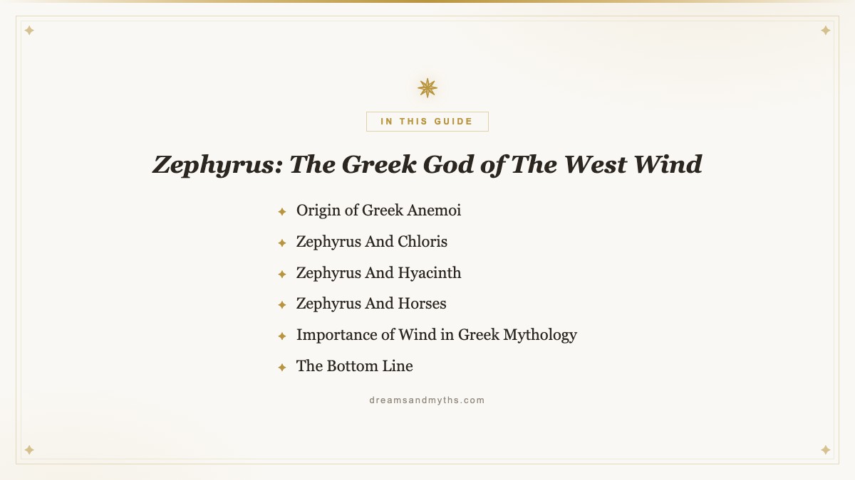 At a glance — Zephyrus: The Greek God of The West Wind